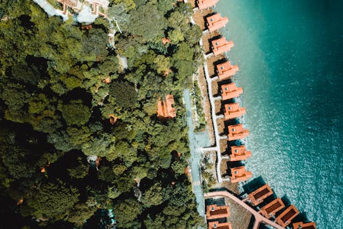 Aerial Shot Of Villas By the Beach
