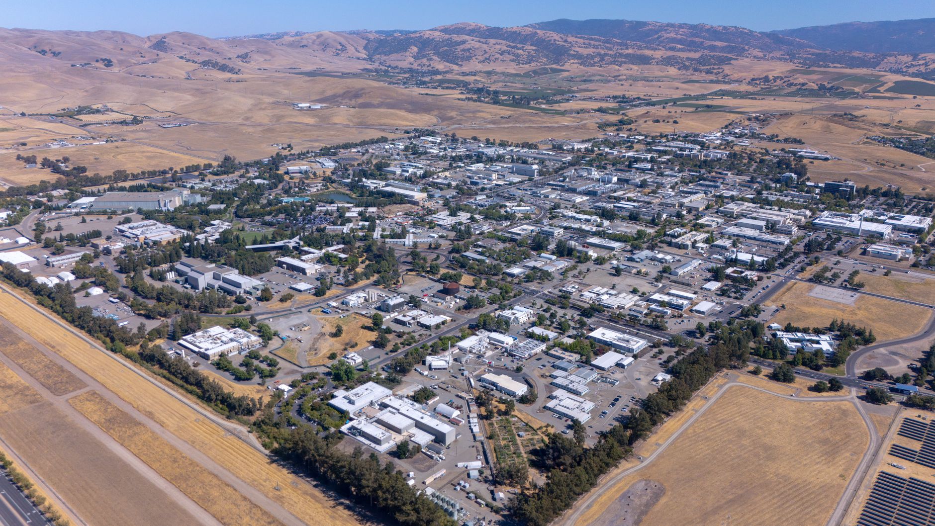 Aerial shot capturing the urban and rural landscape of Livermore, California.