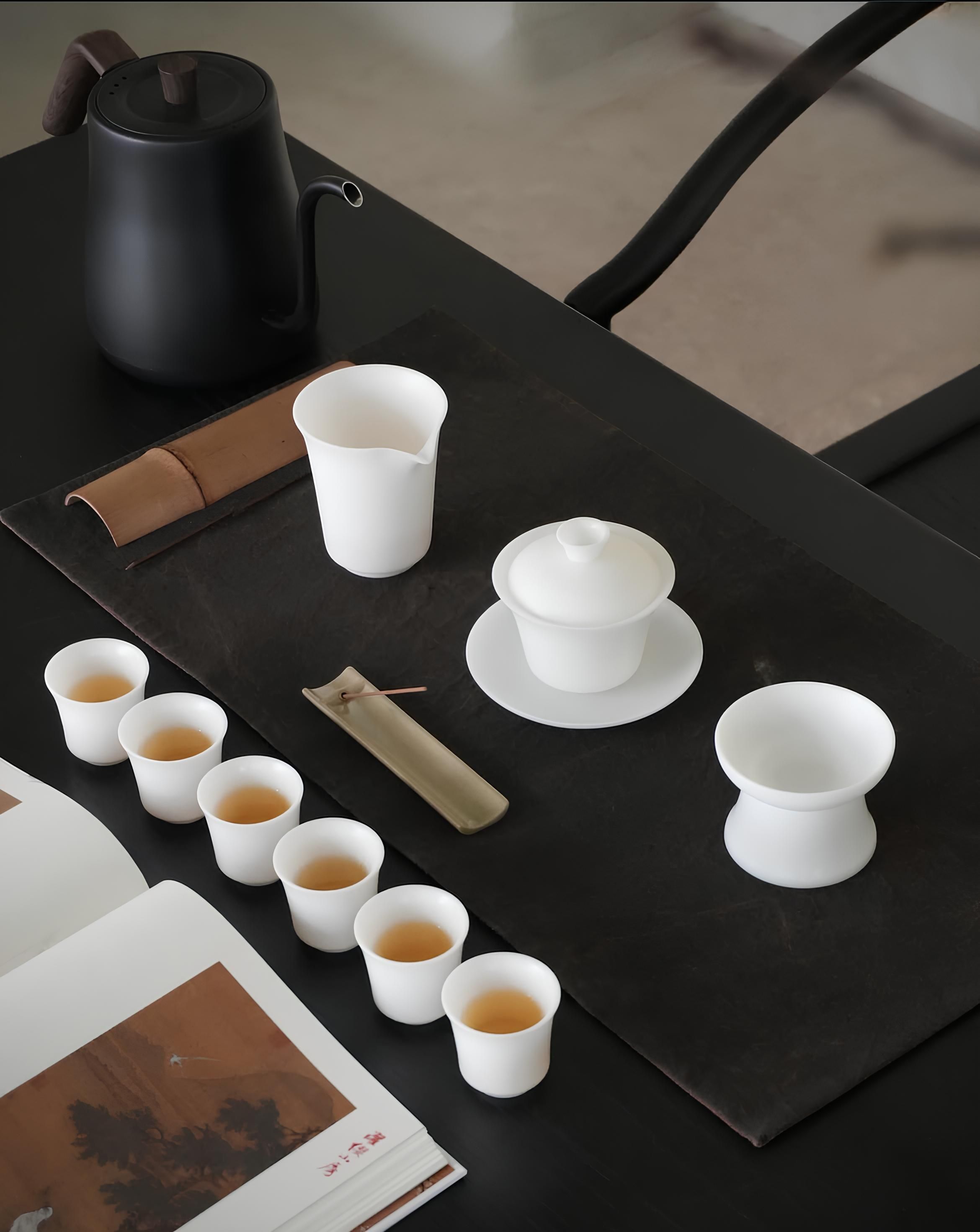 Elegant Tea Ceremony Setup with White Teacups · Free Stock Photo