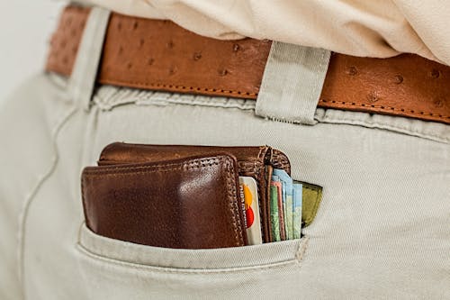 Brown Leather Bifold Wallet at the Pocket
