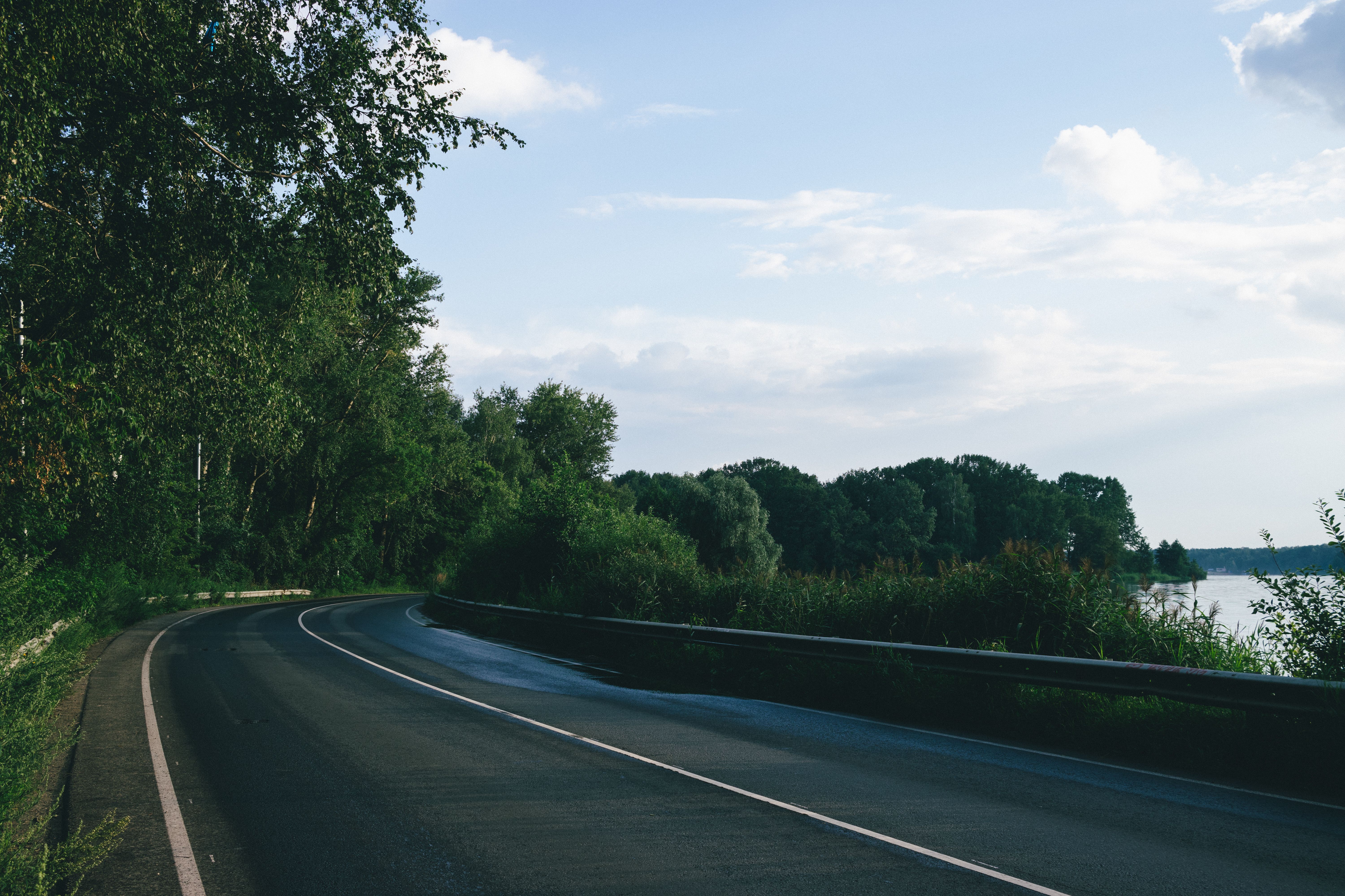 Scenic Road Curving Alongside Lush Greenery · Free Stock Photo