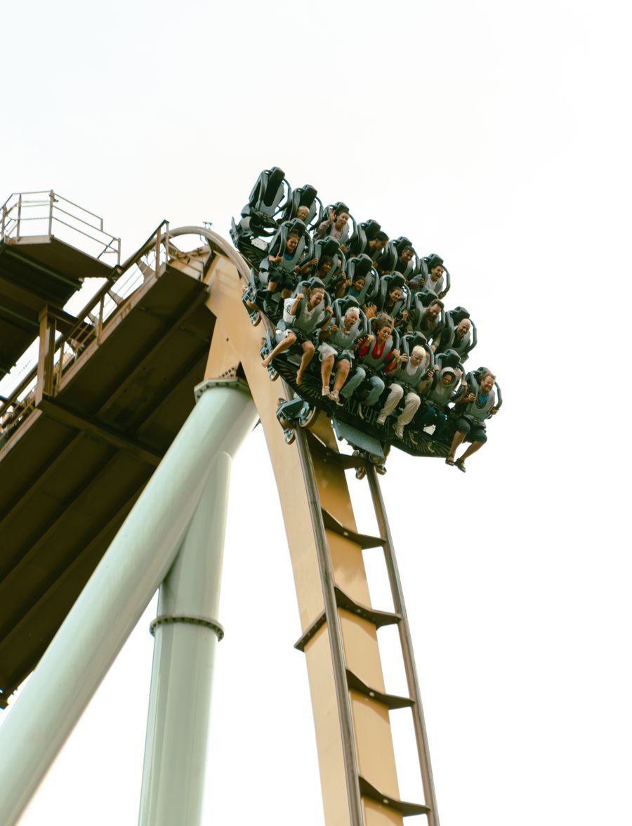 Roller coaster at sunset