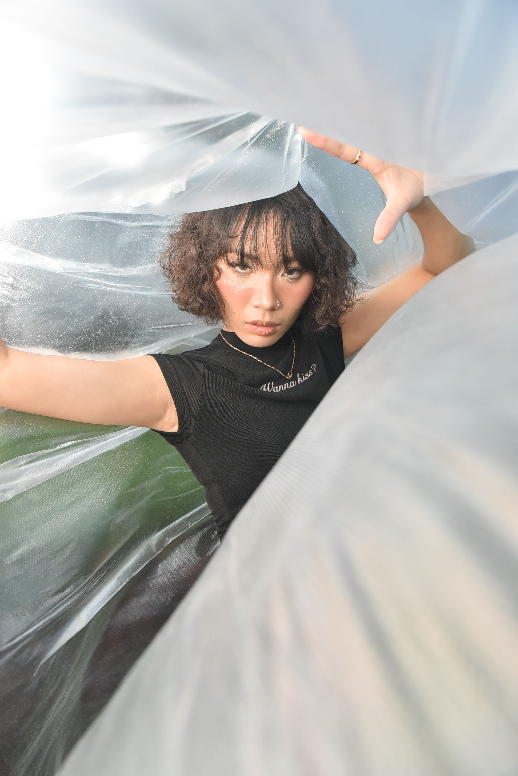 Artistic Portrait of Woman Draped in Translucent Fabric · Free Stock Photo