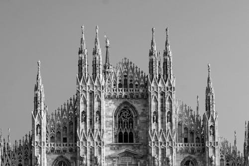 免費 大教堂的灰度攝影 圖庫相片