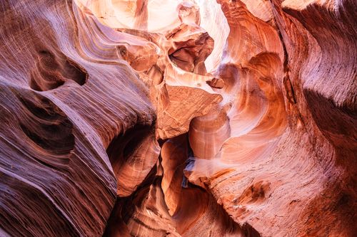 Free Discover the mesmerizing rock formations and textures of an Arizona slot canyon in warm, golden light. Stock Photo