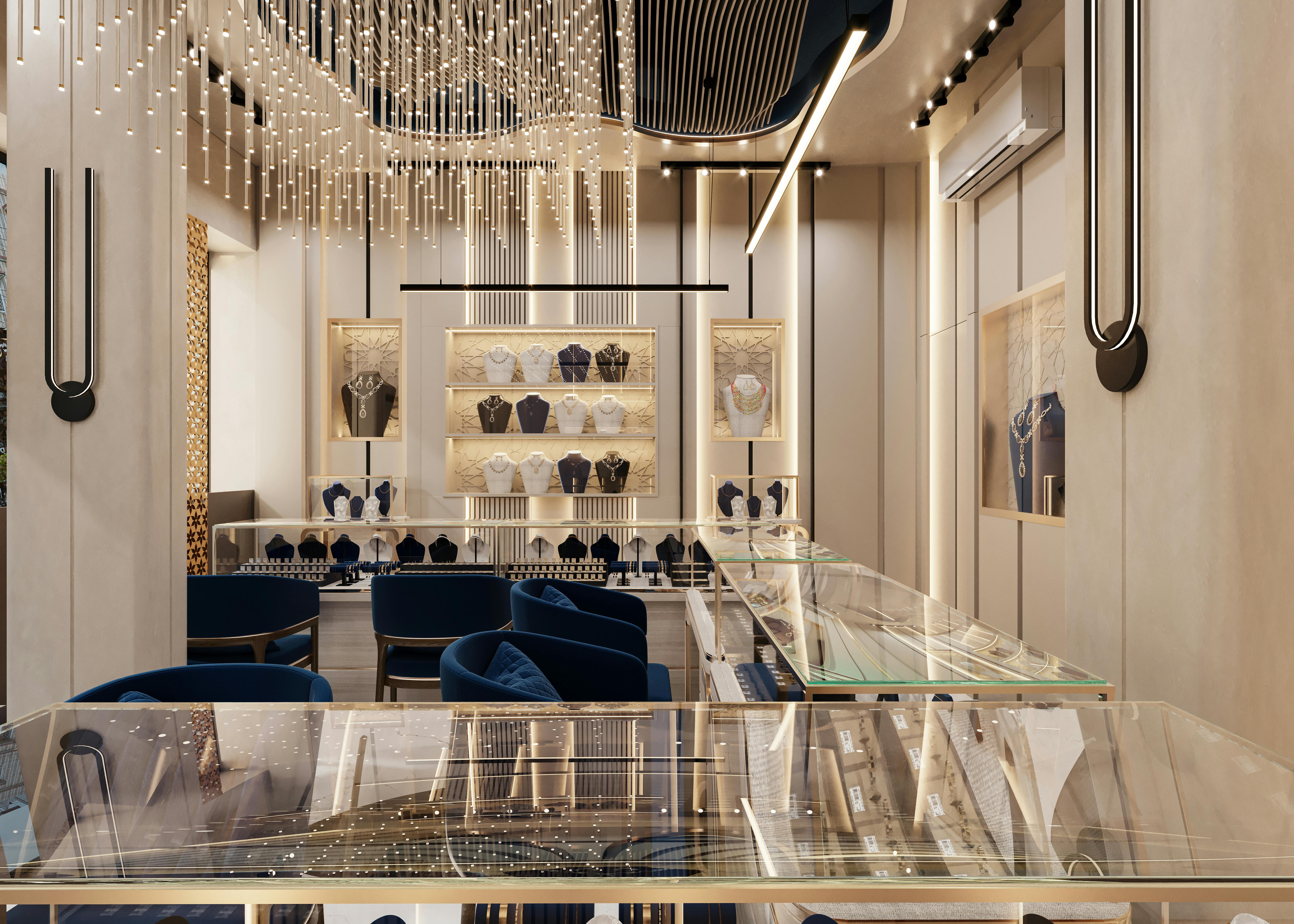 modern, luxurious jewelry display case - jewelry store mclean va