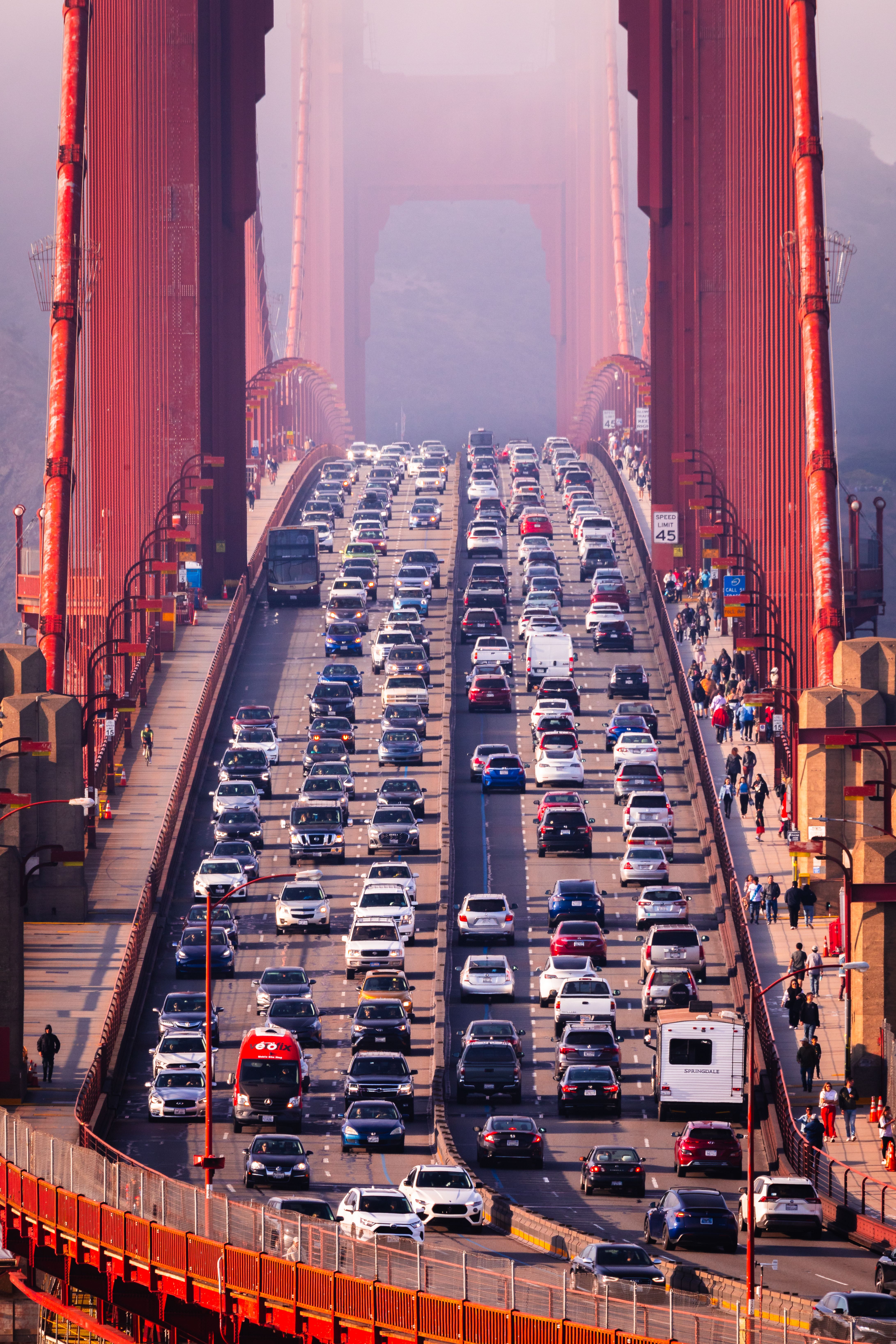 Golden Gate Bridge Traffic and Pedestrians · Free Stock Photo