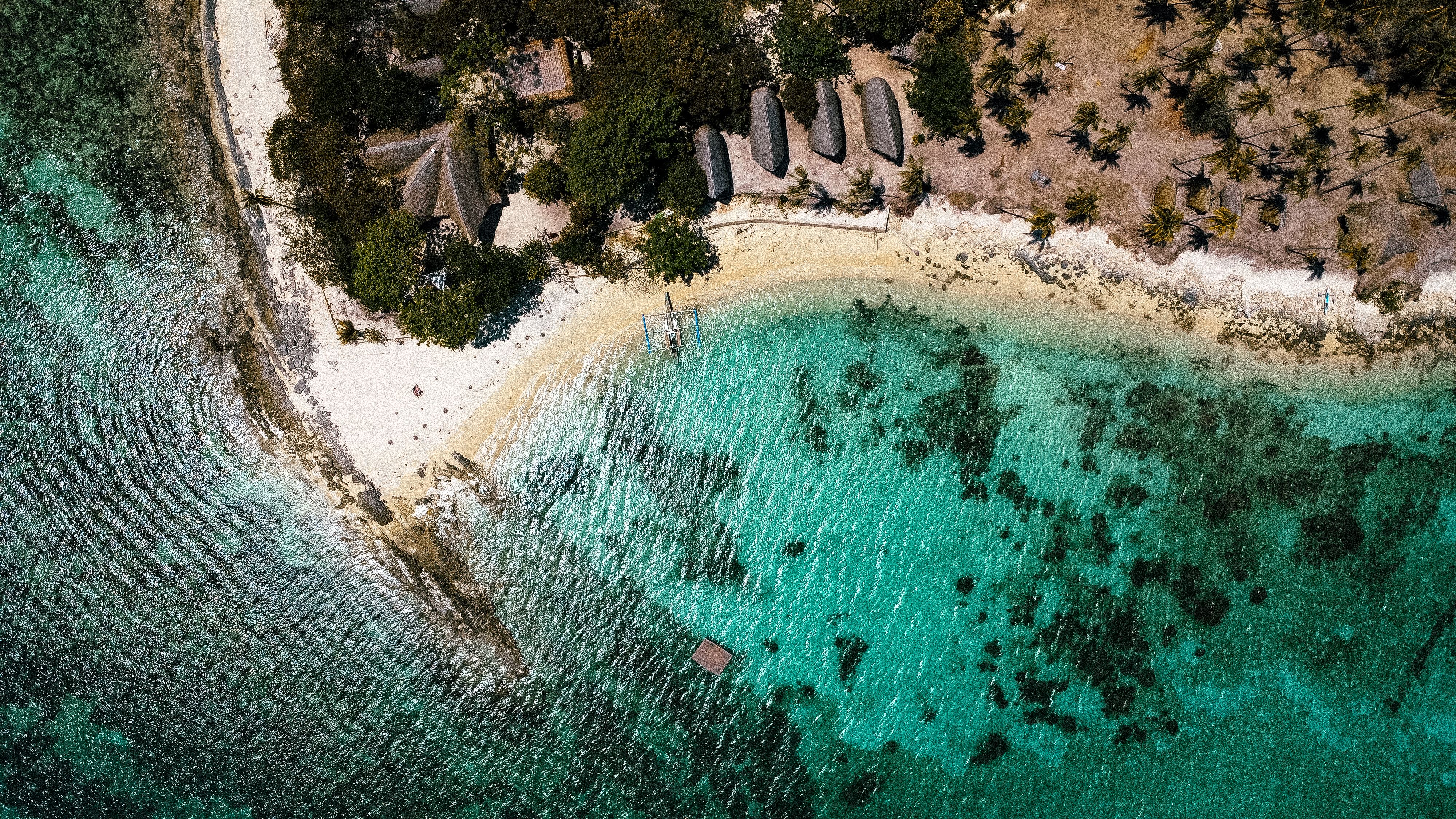 Aerial View of Tropical Beach with Clear Blue Water · Free Stock Photo