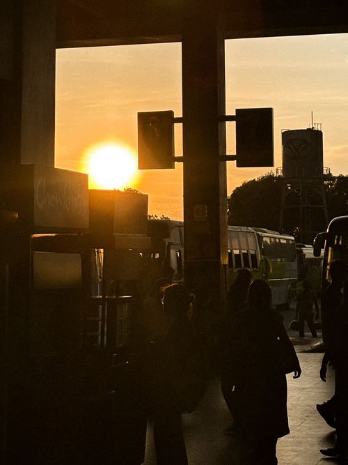 Free Sunset on Bus Station Stock Photo
