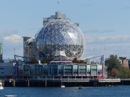 Free Stunning view of Science World in Vancouver with iconic geodesic dome structure on a sunny day. Stock Photo