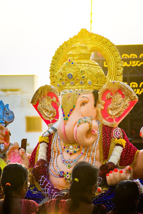 Free Colorful Ganesh idol during Ganesh Chaturthi festival in Vadodara, Gujarat, India. Stock Photo