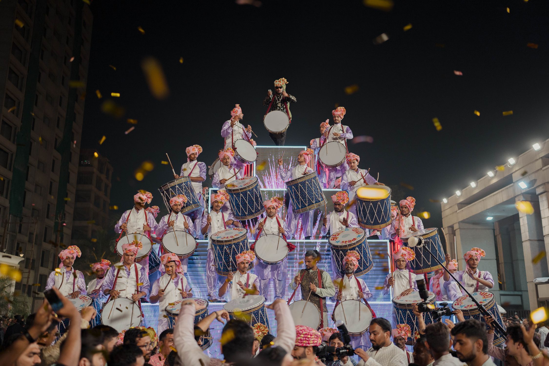 Indian Performance Background Traditional Indian Drum Performance at Night Event · Free Stock Photo