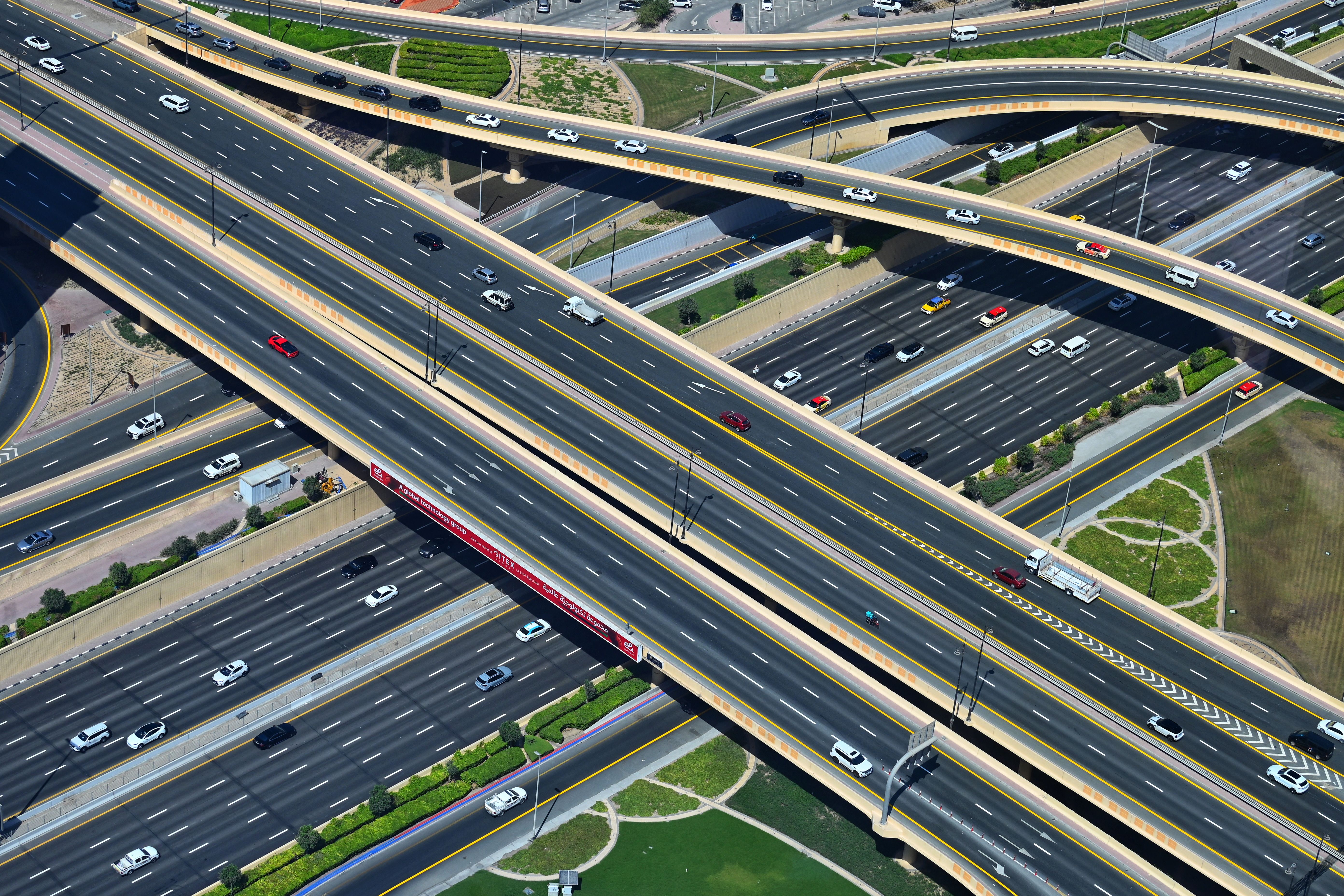 Aerial View of Modern Urban Highway Intersection · Free Stock Photo
