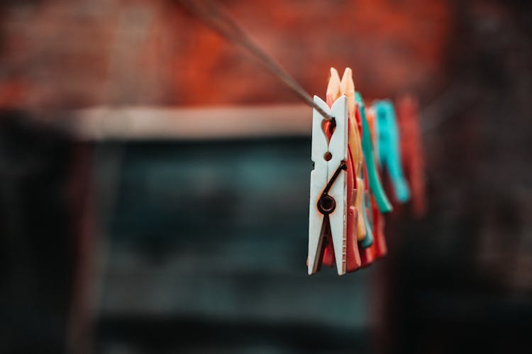 Clothes Pegs On Clothesline