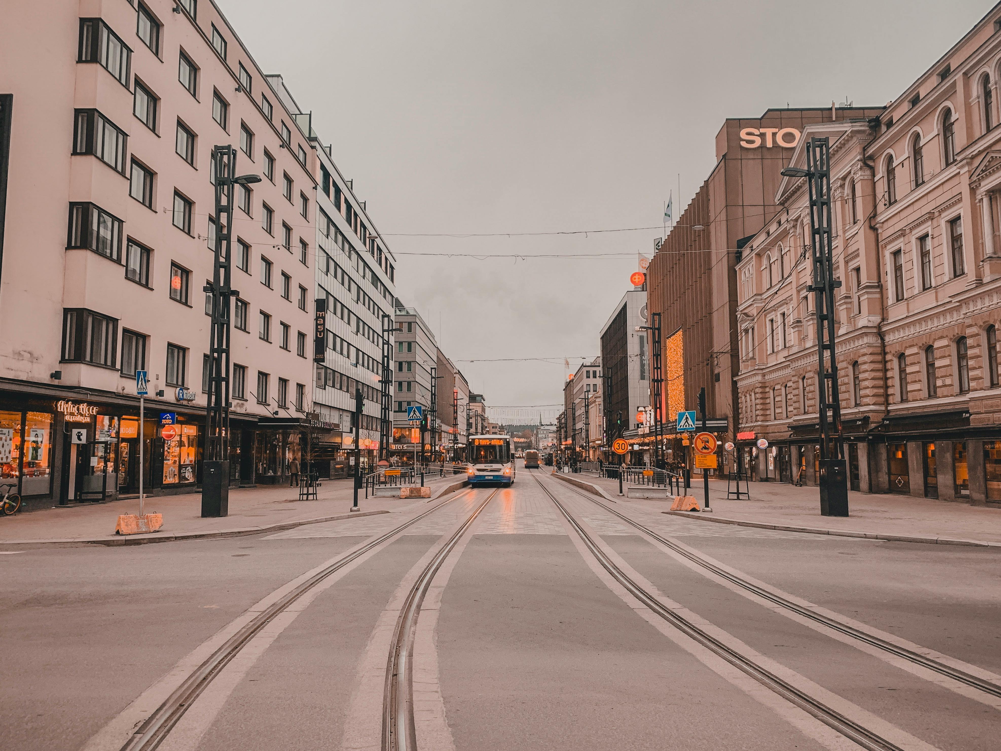 Empty Street With Tramway · Free Stock Photo