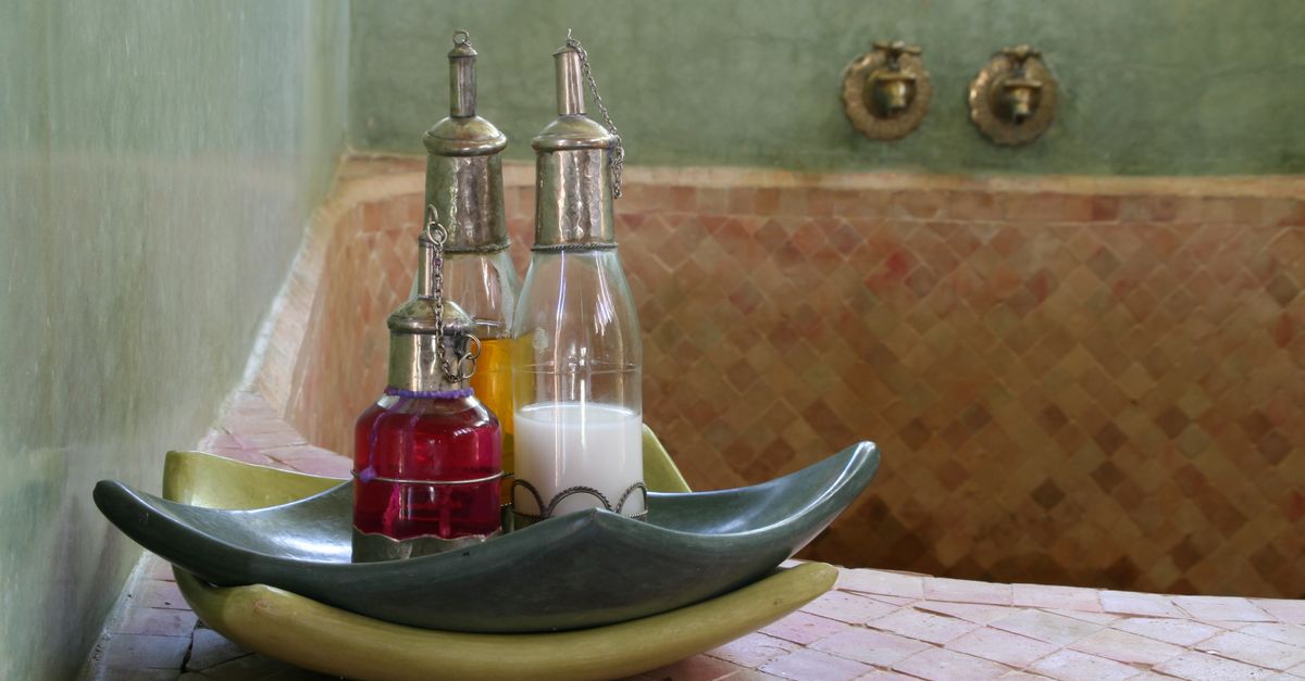 Authentic Moroccan hammam featuring oils in a serene environment.