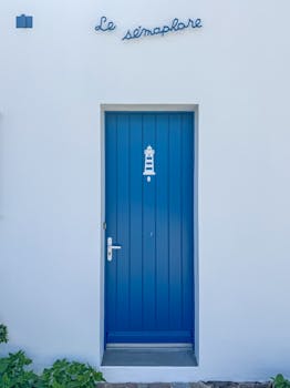 blue front door in a French coastal village