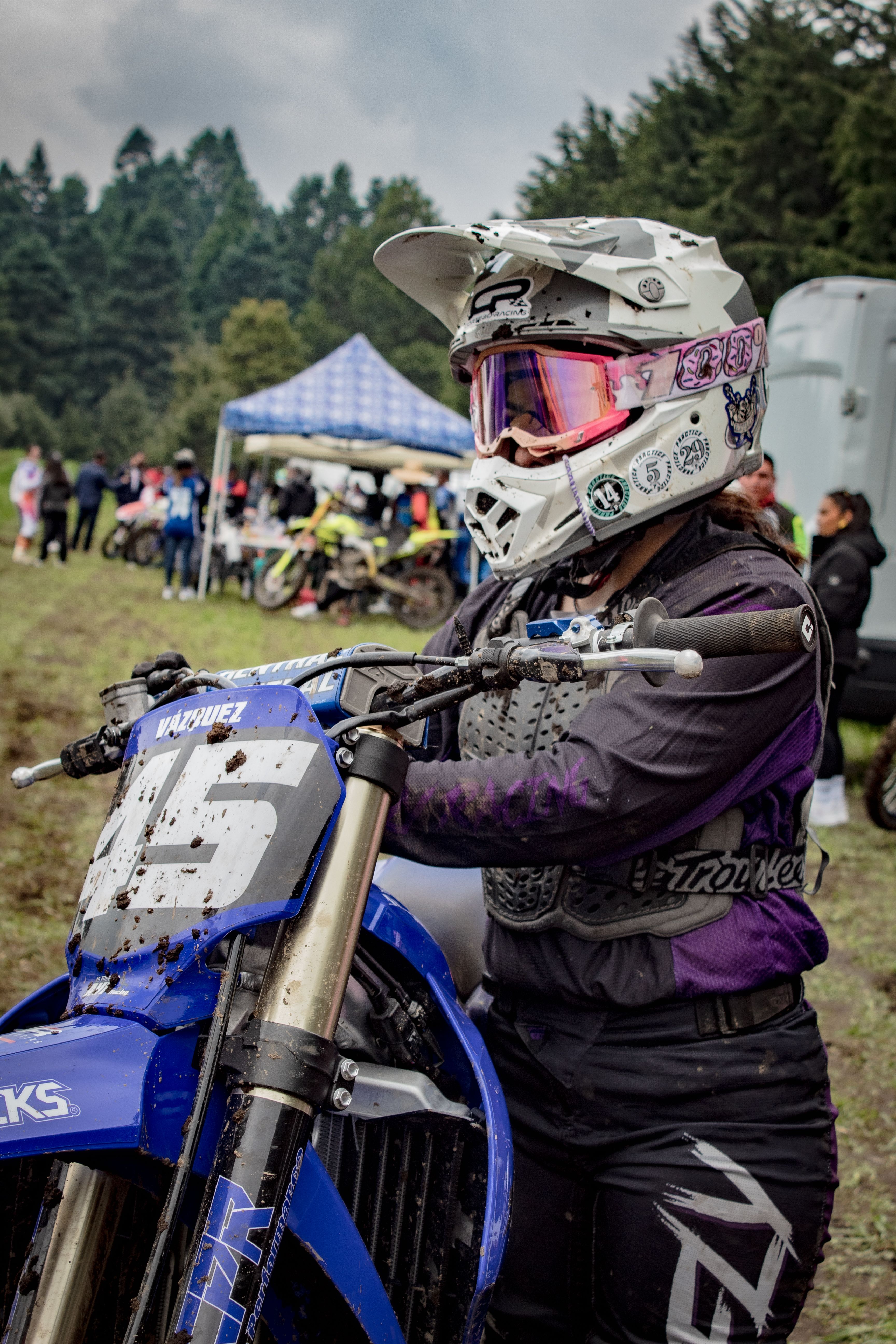 Motocross rider in protective gear at La Marquesa, Mexico, ready for action.
