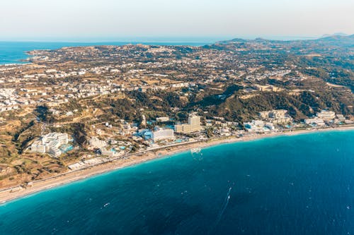 An Aerial Shot of a Coastal City