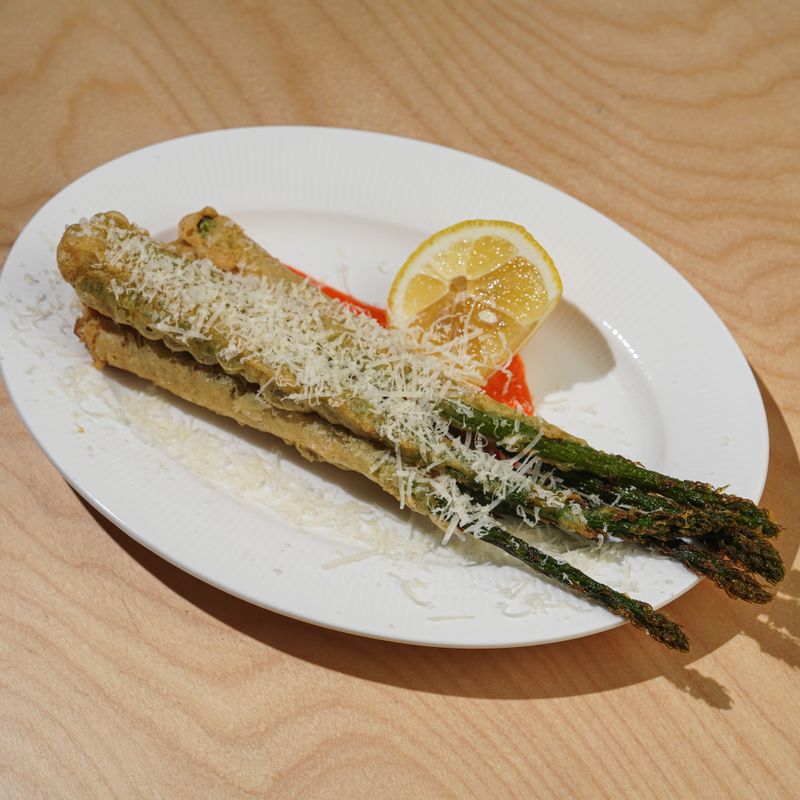 Quick Roasted Asparagus with Crispy Lemon Zest Dip