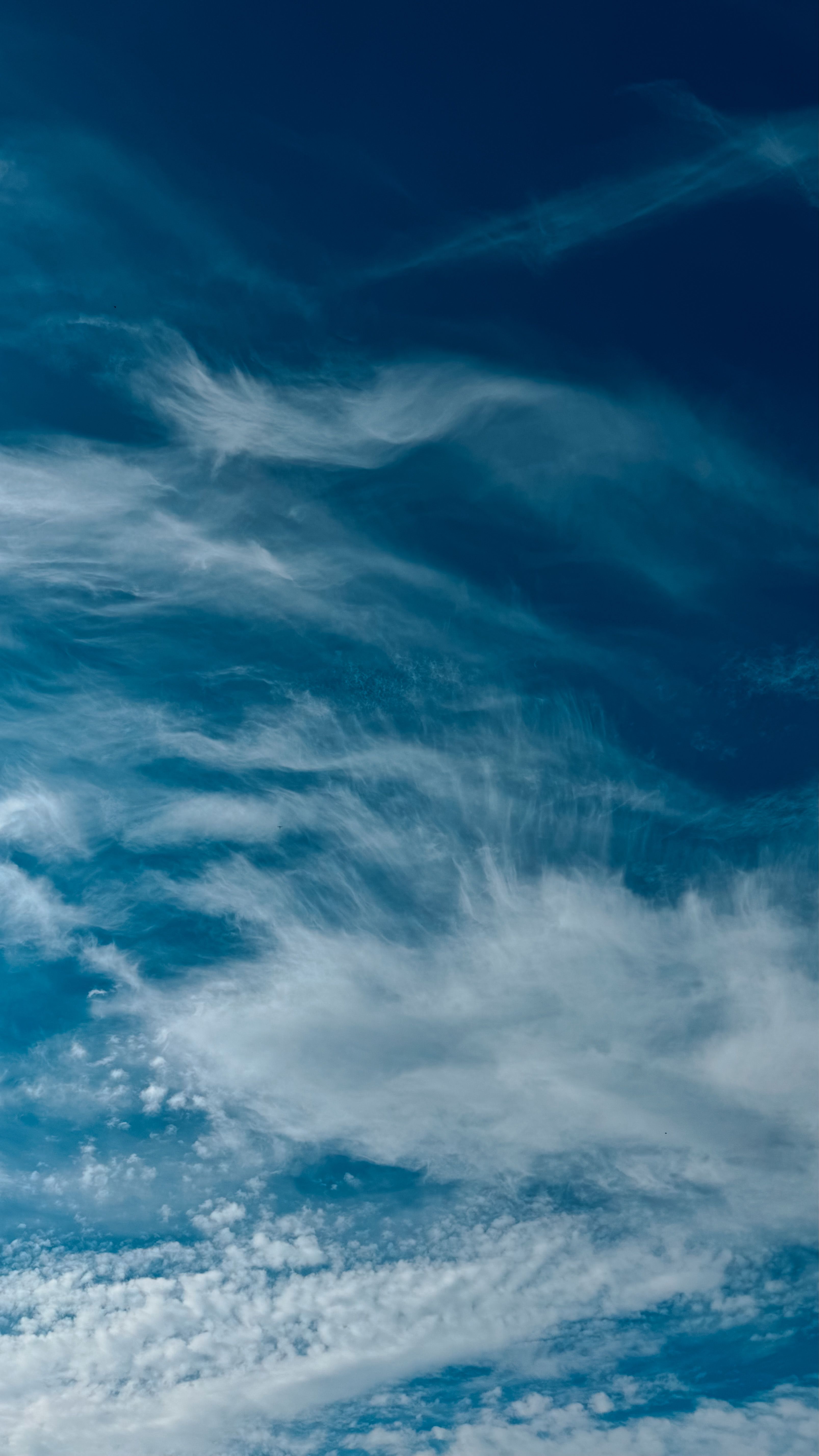 Serene Blue Sky with Wispy White Clouds · Free Stock Photo