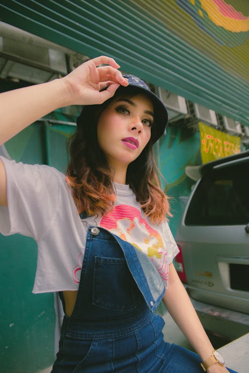 Woman Wearing White and Pink Crop-top