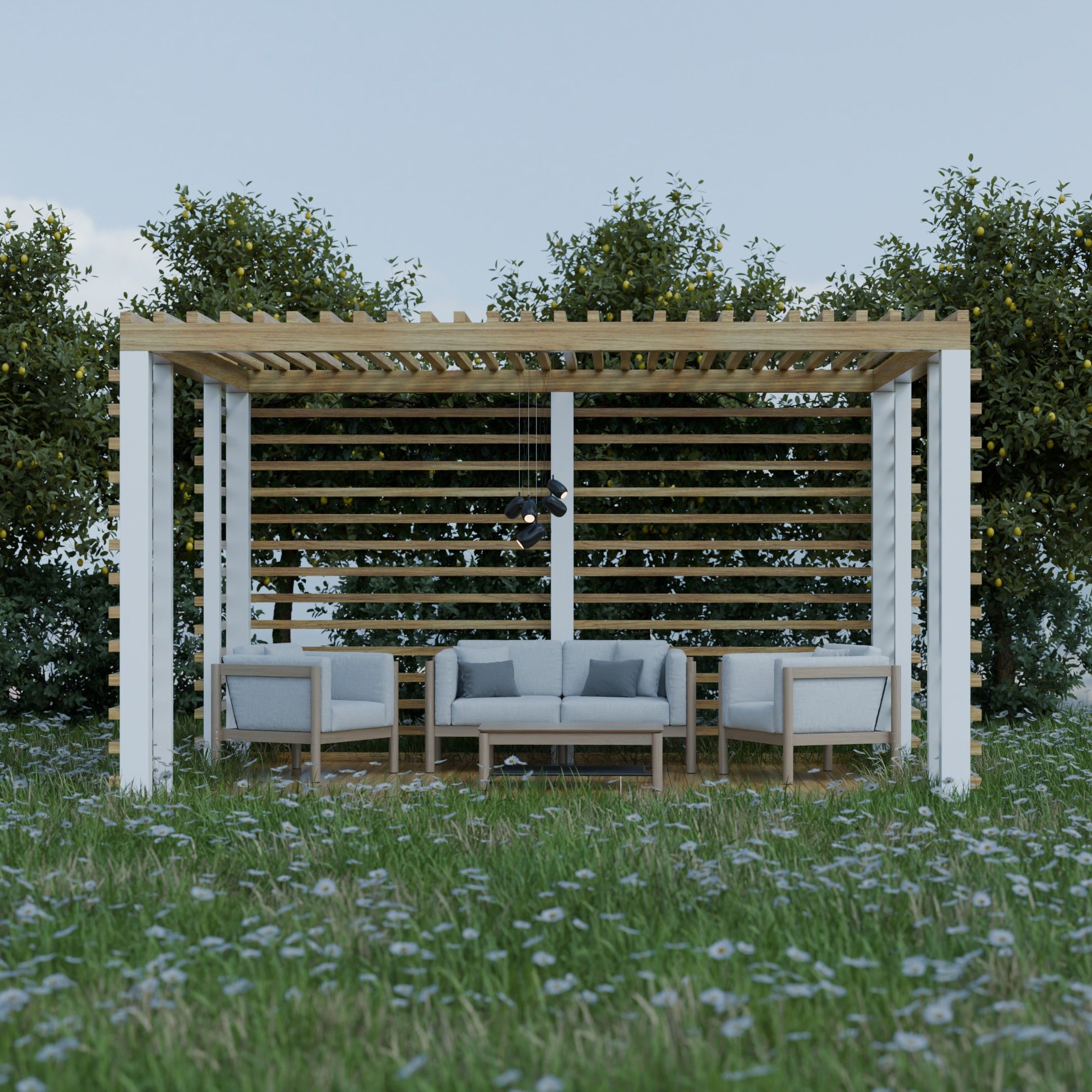 Custom pergola and outdoor living space