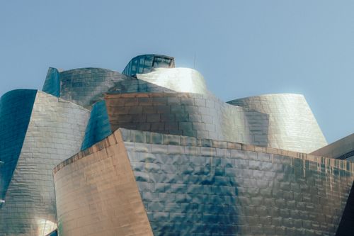 Free Close-up of the modern architecture of Guggenheim Museum in Bilbao. Stock Photo