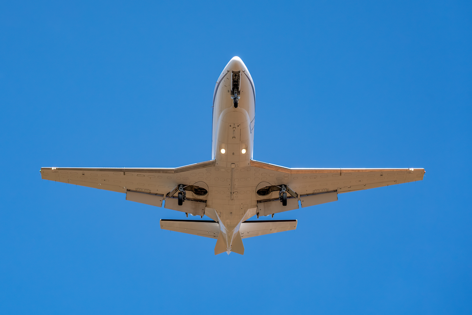 SAS airplane taking off from Copenhagen Airport runway in Denmark