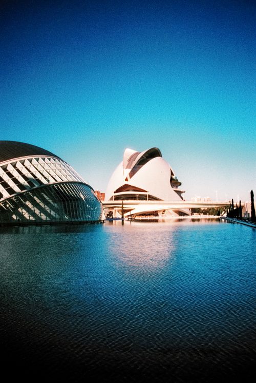 Free Stunning architectural design reflected in water at City of Arts and Sciences, Valencia. Stock Photo