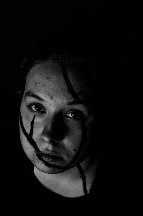 Monochrome Photo of Woman's Face