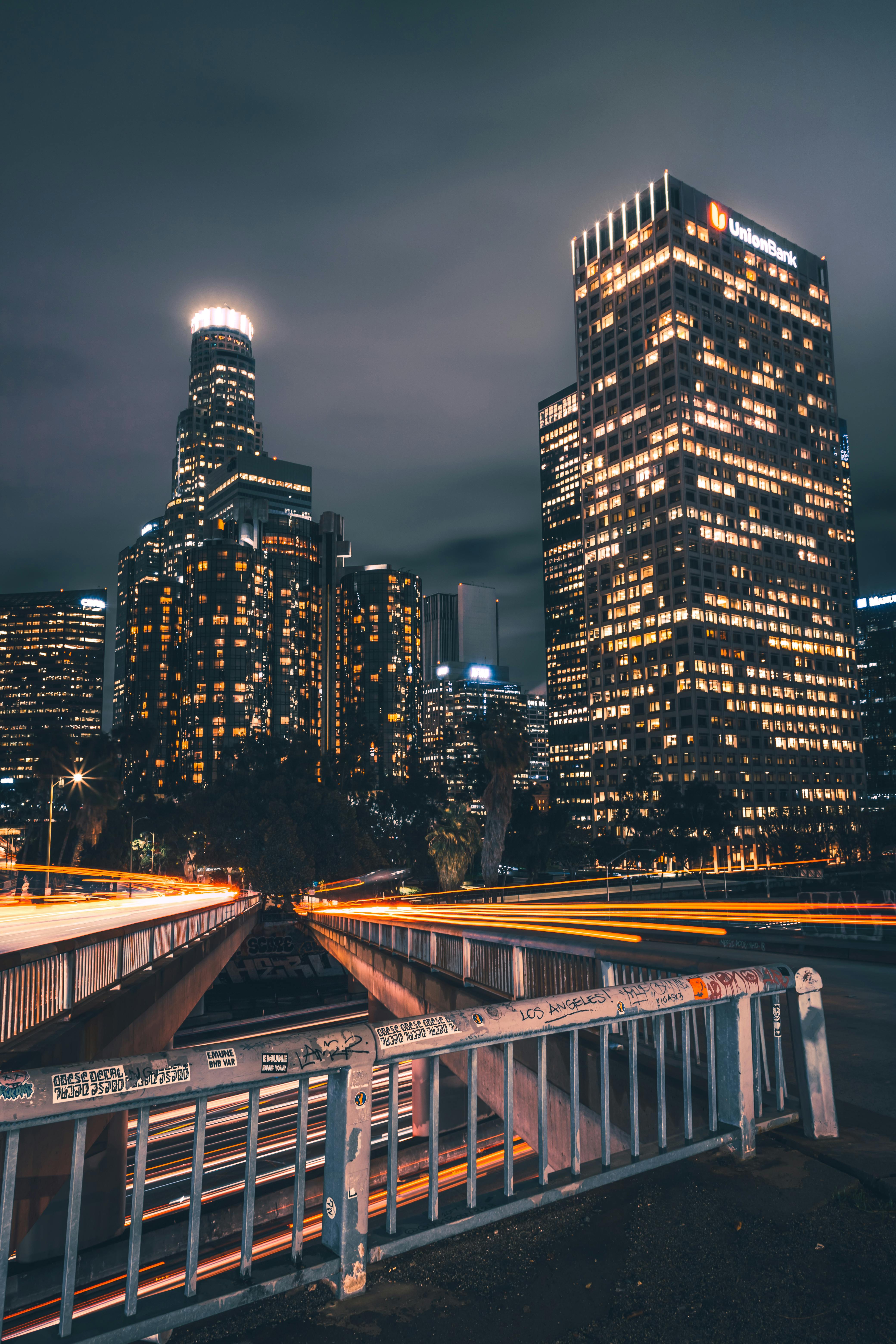 lighted city buildings during nighttime