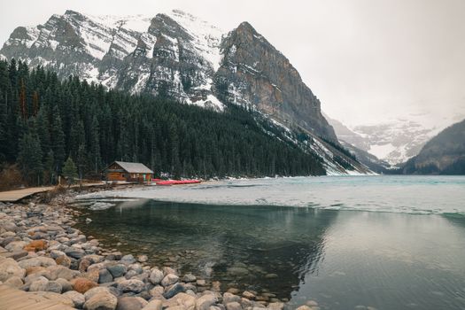 Lake Louise canoe morning — Banff