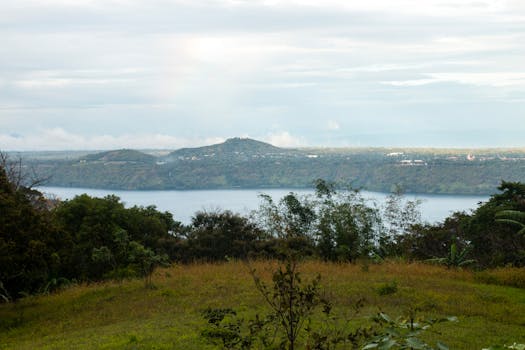 Captivating landscape view of Masaya Volcano and lush area, Nicaragua.