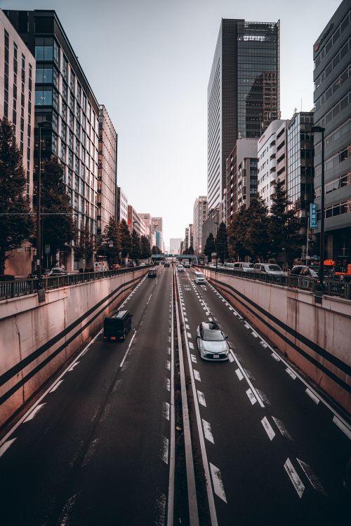 Free Dynamic view of a bustling Tokyo street surrounded by skyscrapers, capturing the essence of urban life. Stock Photo