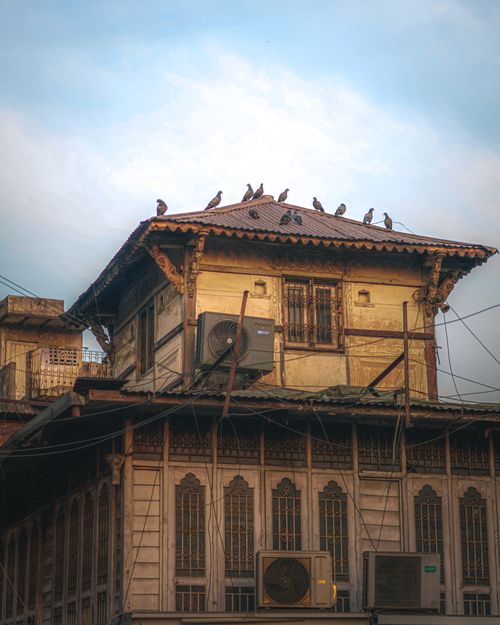 Free Discover the intricate architectural heritage of Ahmedabad, India, captured at sunrise with pigeons perched elegantly. Stock Photo