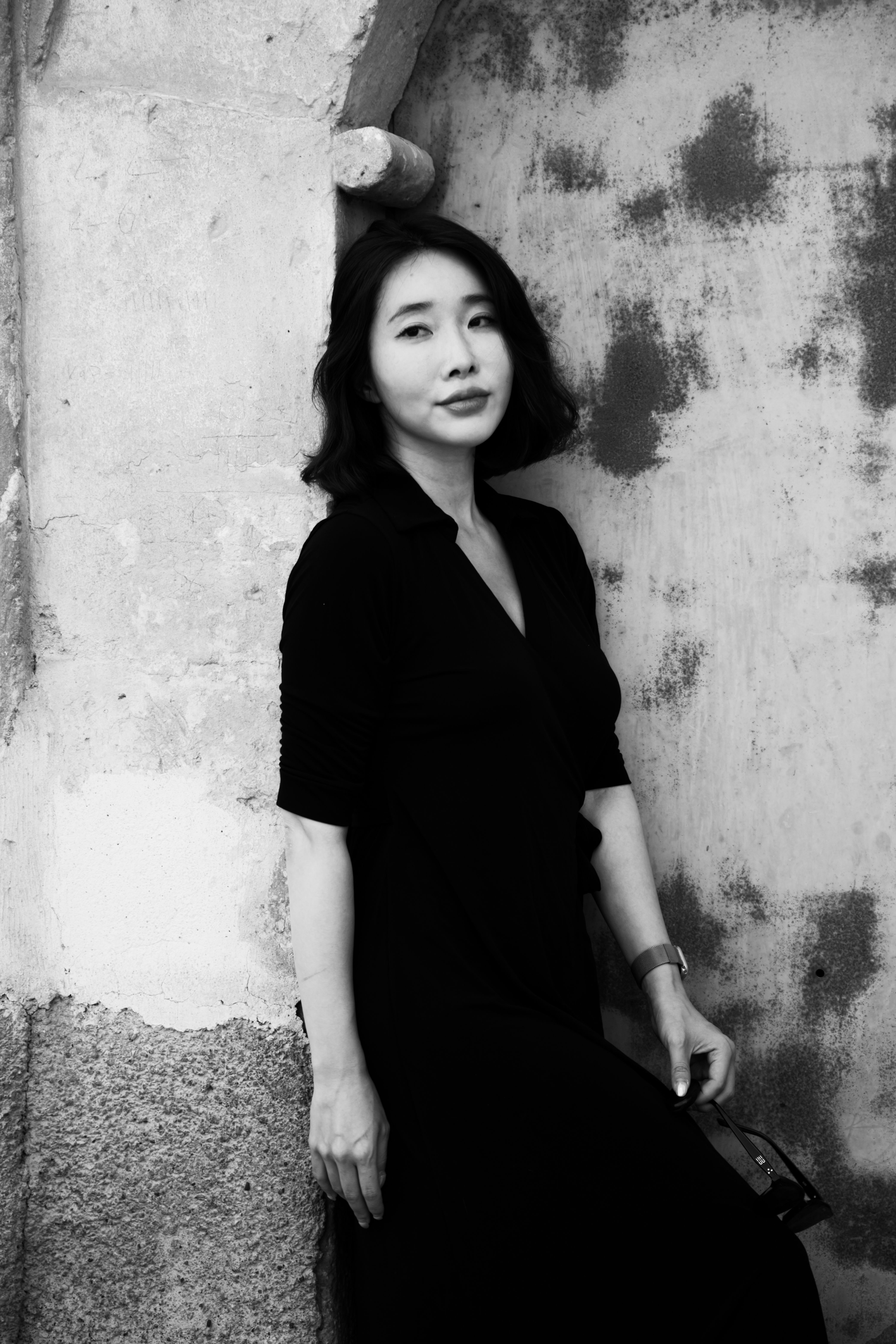 Elegant Black and White Portrait of Woman Outdoors · Free Stock Photo