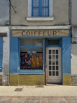 colourful old shopfront in French village