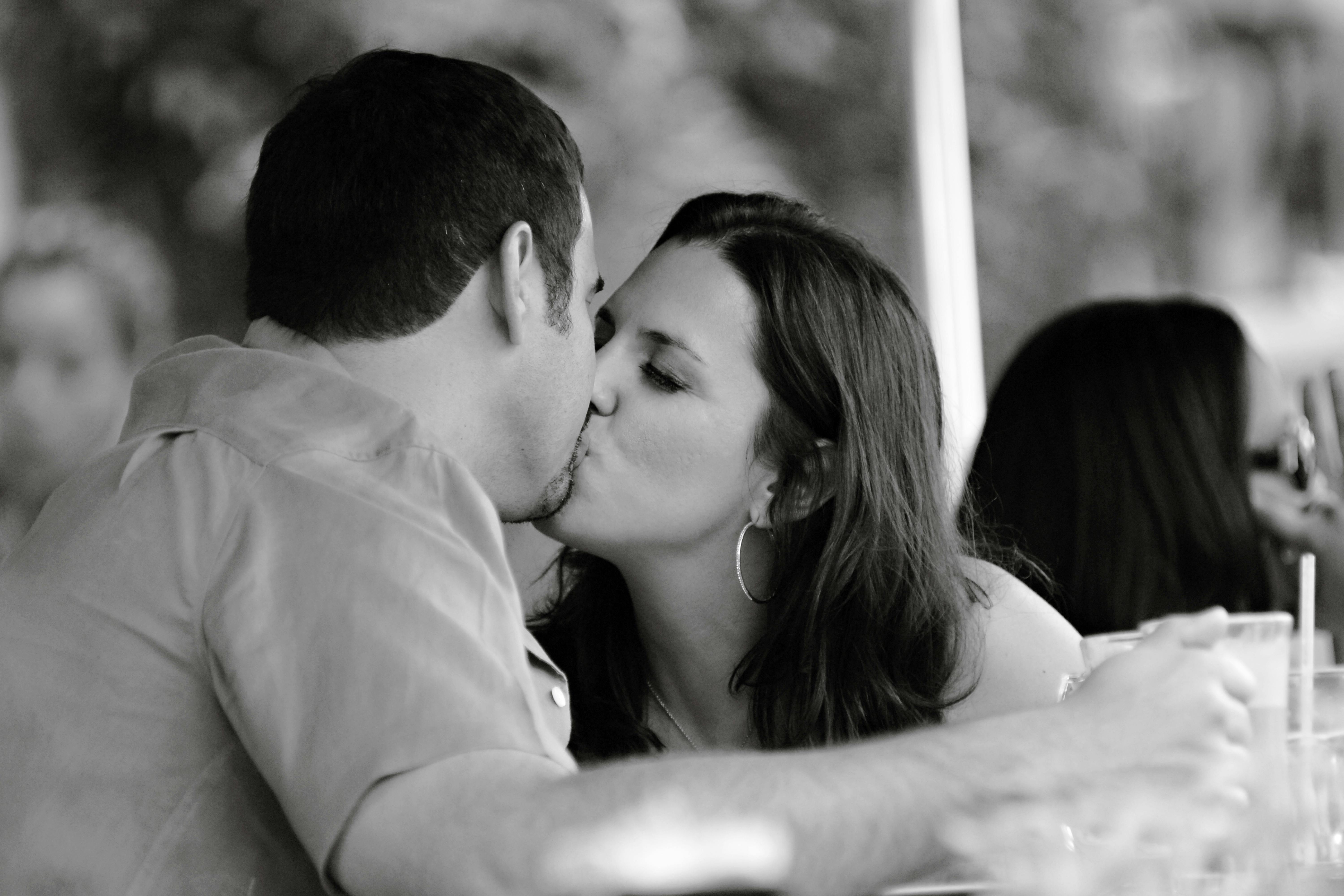Attractive Couple on a Date at a Cafe on Miami Beach, FL