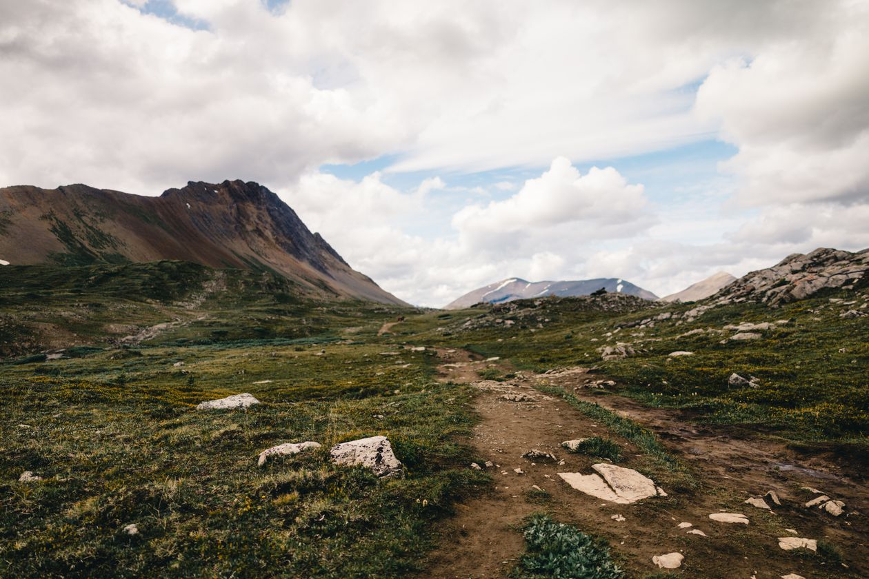 Scenic mountain landscape in Jasper National Park hiking view