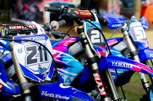 Free Vibrant motorbikes in line at a motocross event in Ciudad de México. Stock Photo