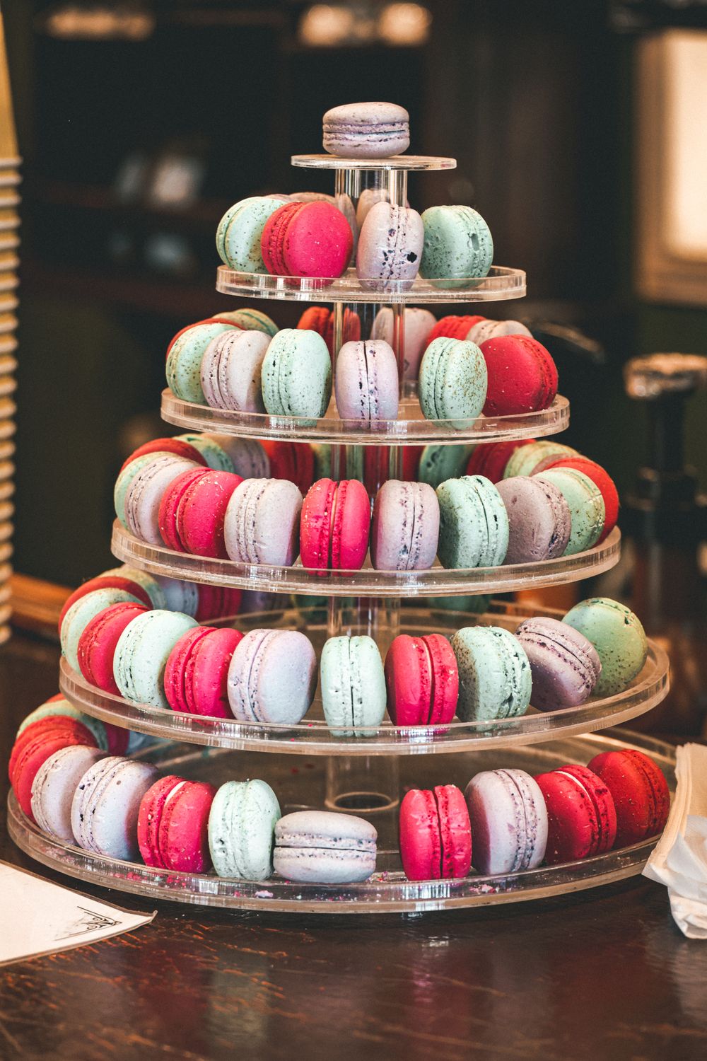 Macaron Table Colorful Macaron Display on Tiered Stand · Free Stock Photo