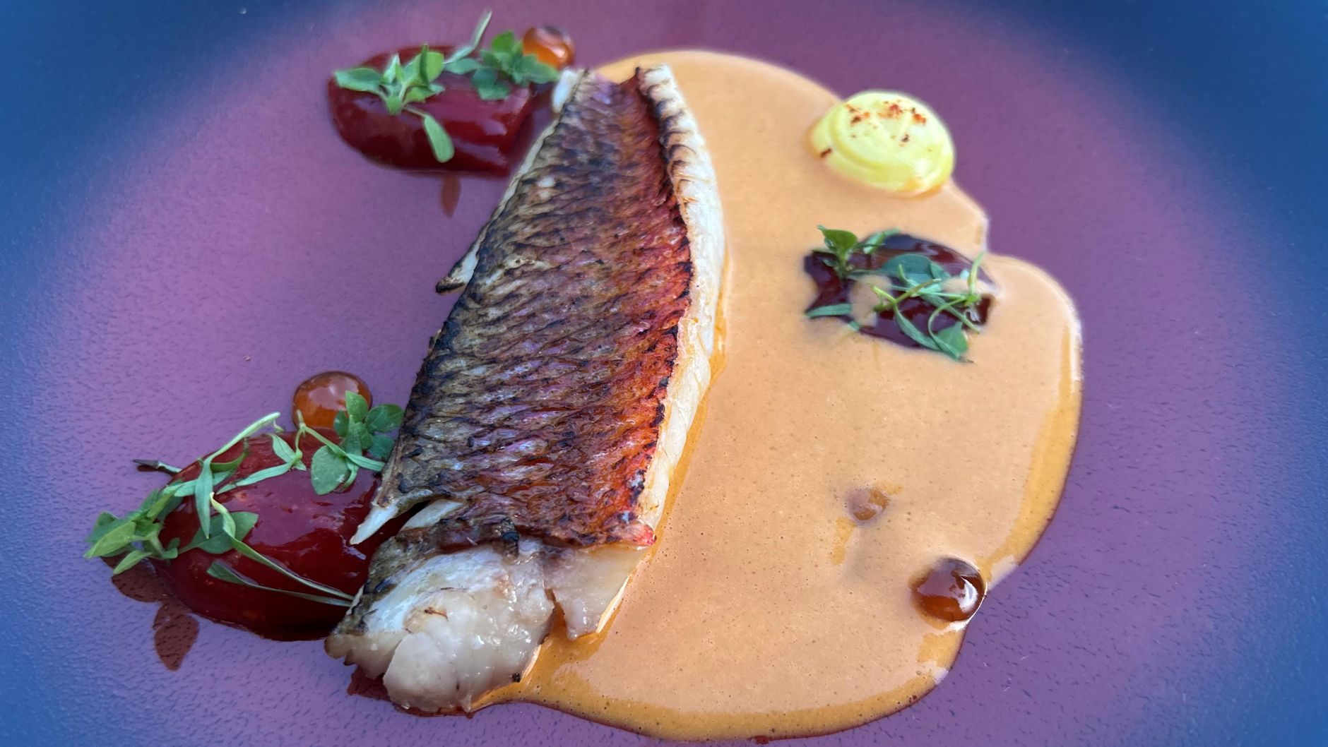 Pescado a la Parrilla Filete de pescado a la parrilla con hierbas frescas