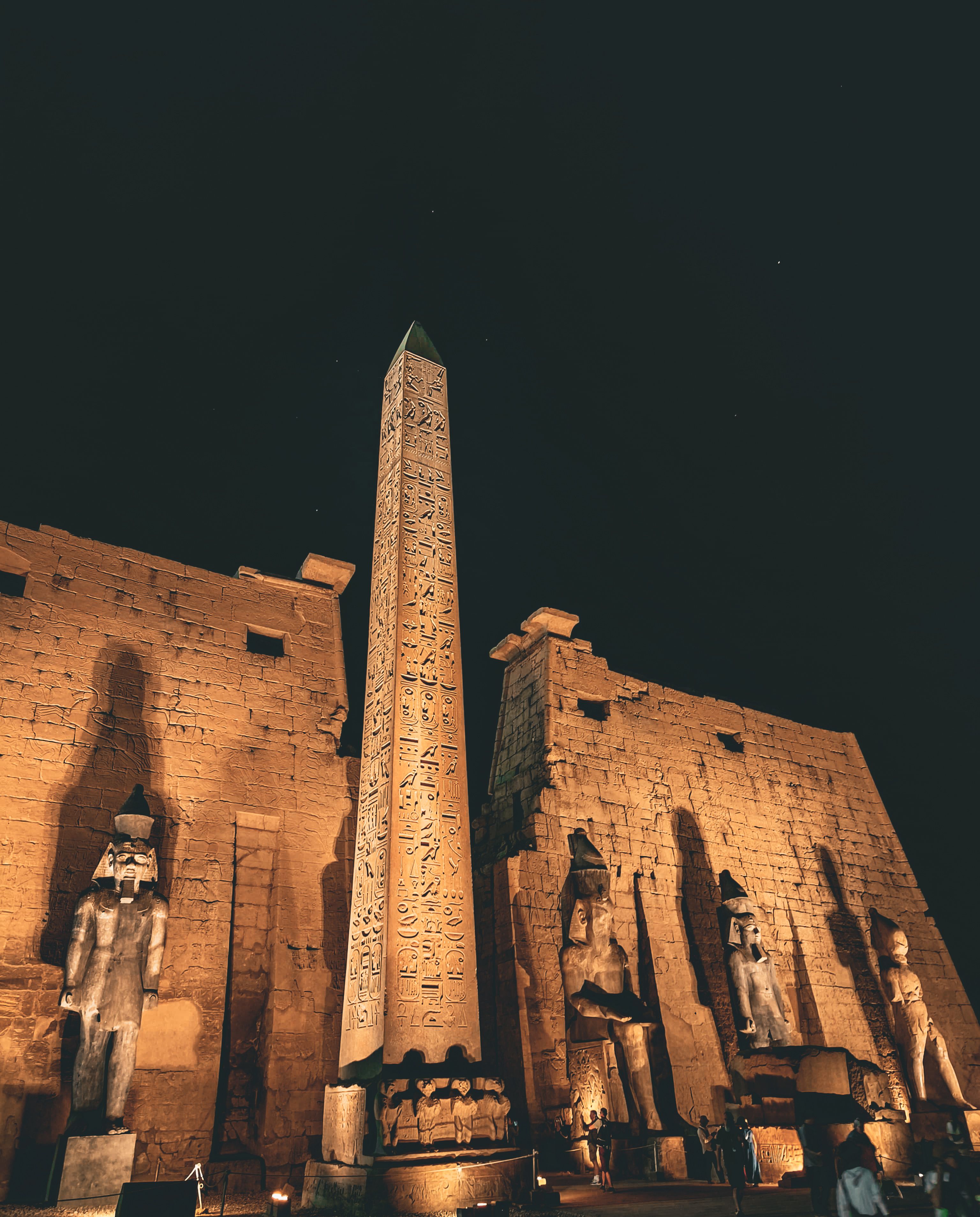 Luxor Temple Obelisk At Night Free Stock Photo