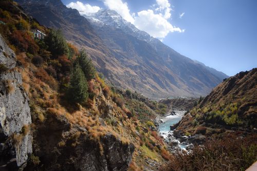 Free Stunning view of the Himalayan mountains and river in Uttarakhand, India. Stock Photo