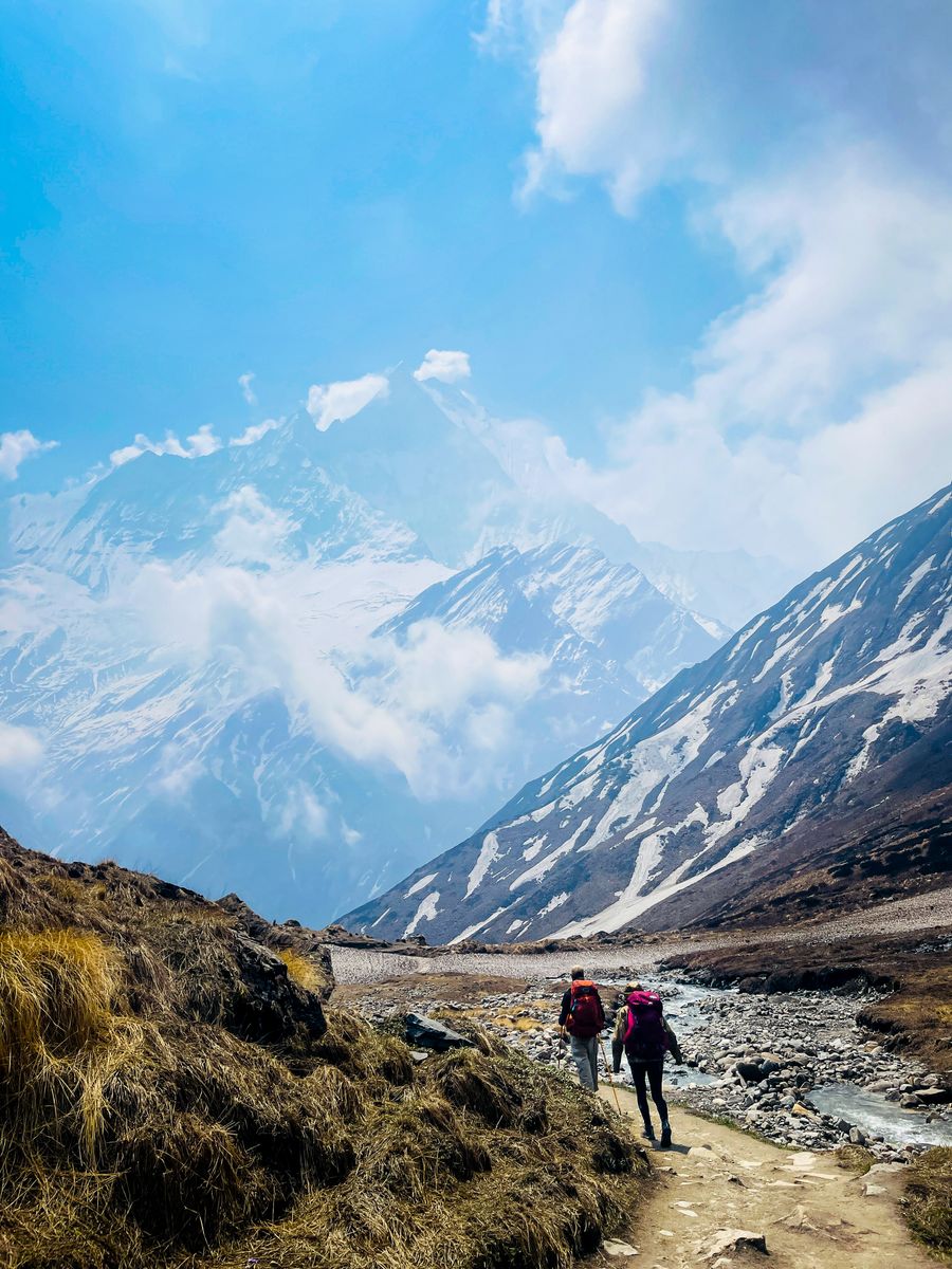 Trekking through Ghandruk with Annapurna views