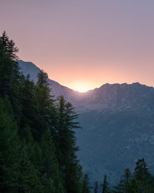 Free Stunning view of a sunset illuminating the mountain peaks in Sölden, Tirol, Austria. Stock Photo