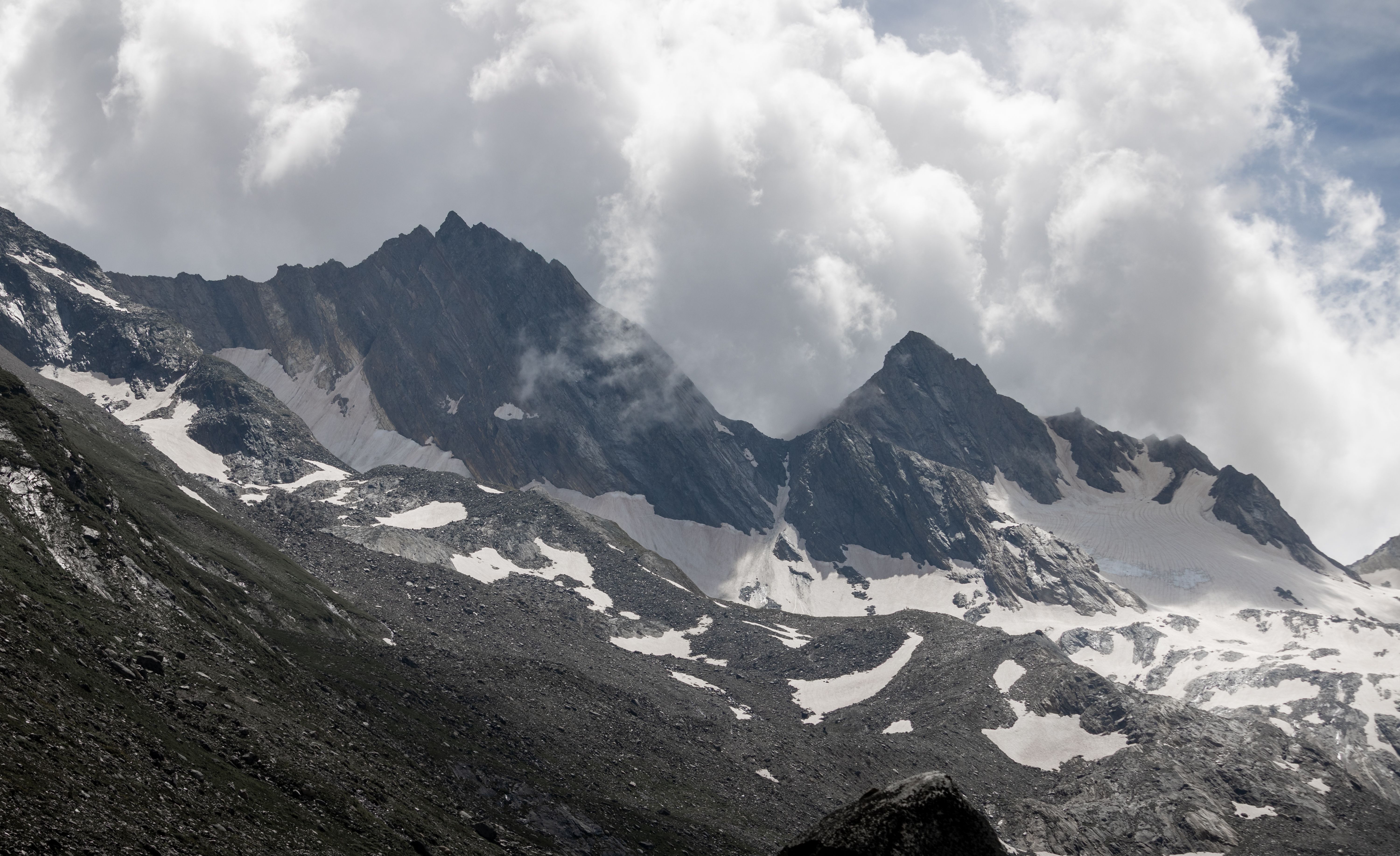 Snow-capped mountains rising above Obergurgl