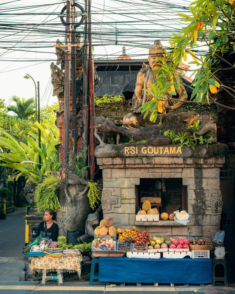 Colorful street market in Ubud Bali Indonesia