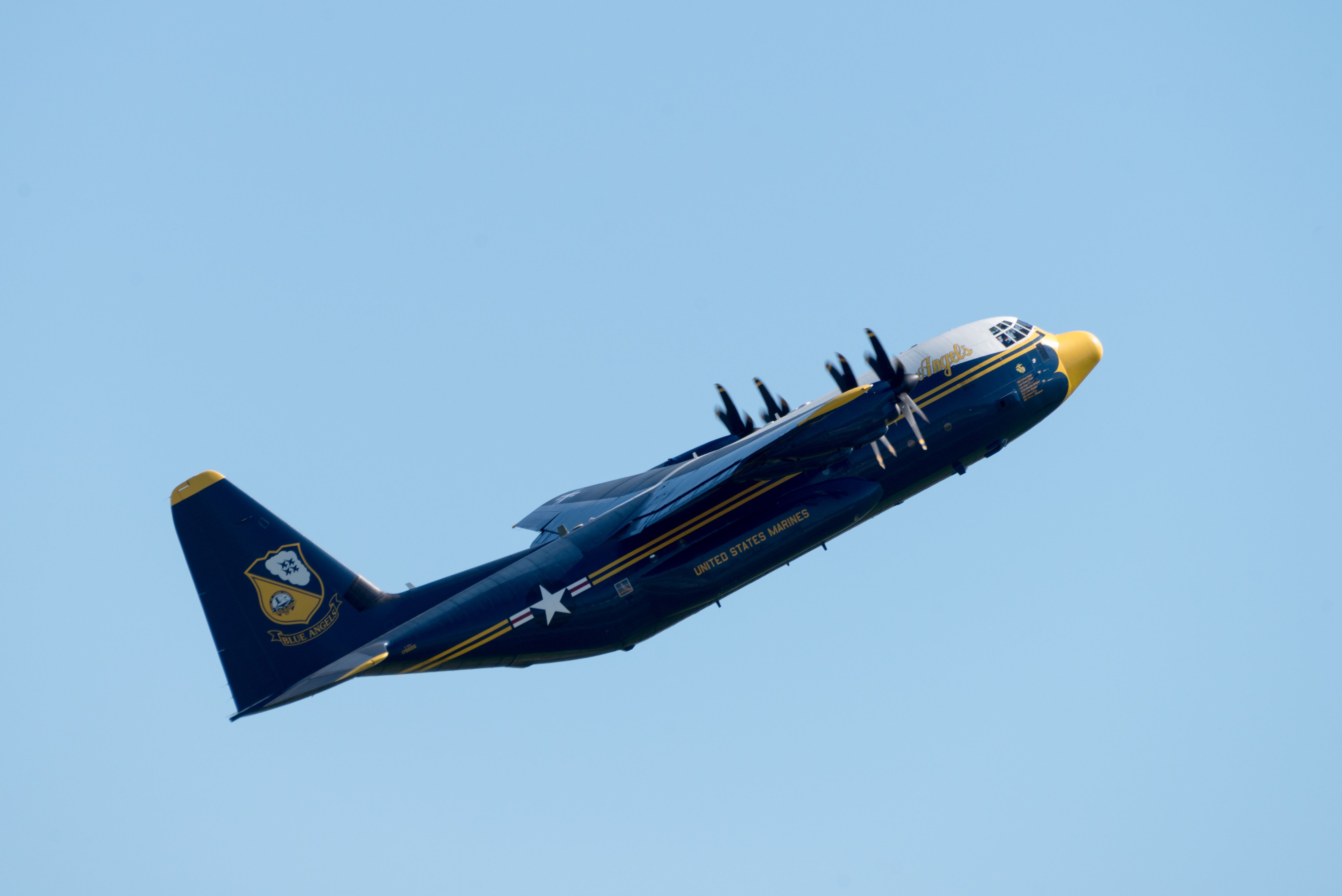 C-130 Hercules of Blue Angels performing aerobatics at Fairfield air show.